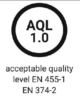 Dopuszczalny poziom jakości EN455-1, EN 374-2