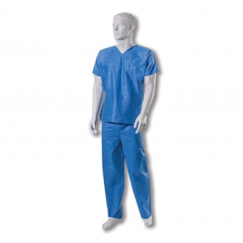 Ubranie operacyjne bluza z krótkim rękawem i spodnie, włókninowe, niejałowe